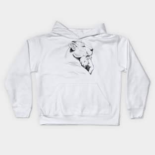 Lion Mother and Cub Sketch Kids Hoodie